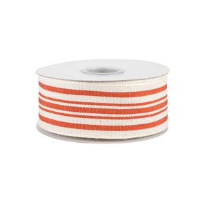 Orange Stripe Ticking Canvas 1.5 Wired Ribbon image 2