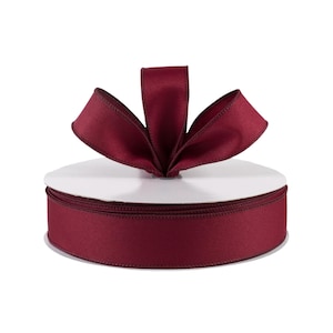 Burgundy Red Diagonal Weave Canvas 1.5&quot; Wired Ribbon