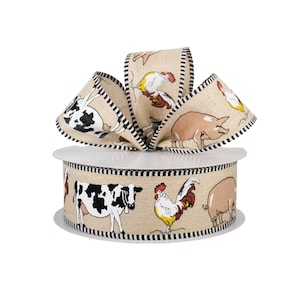 Rustic Farm Animal 2.5" Wired Ribbon