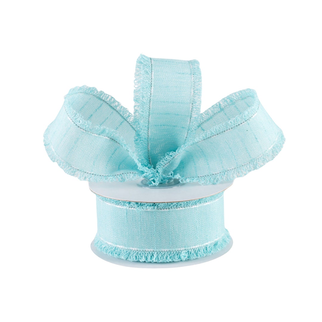 Slub Ribbon Slub Fuzzy Edge Turquoise Blue Canvas 1.5
