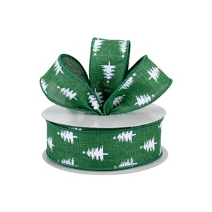 Christmas Tree Green Canvas Wired Ribbon