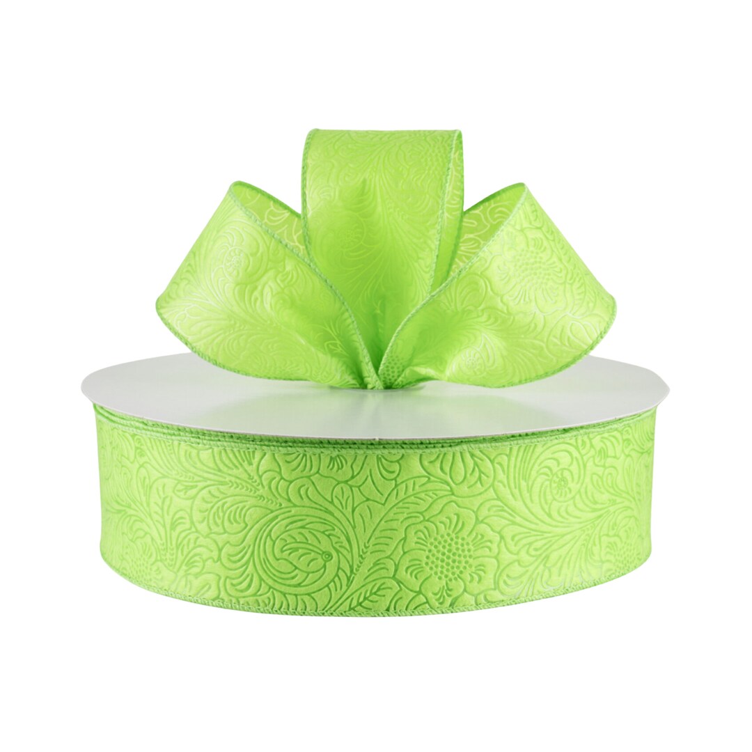 Embossed Flower Lime Green Weatherproof Fabric 2.5