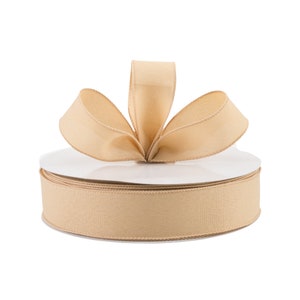 Tan Canvas Faux Burlap 1.5&quot; Wired Ribbon