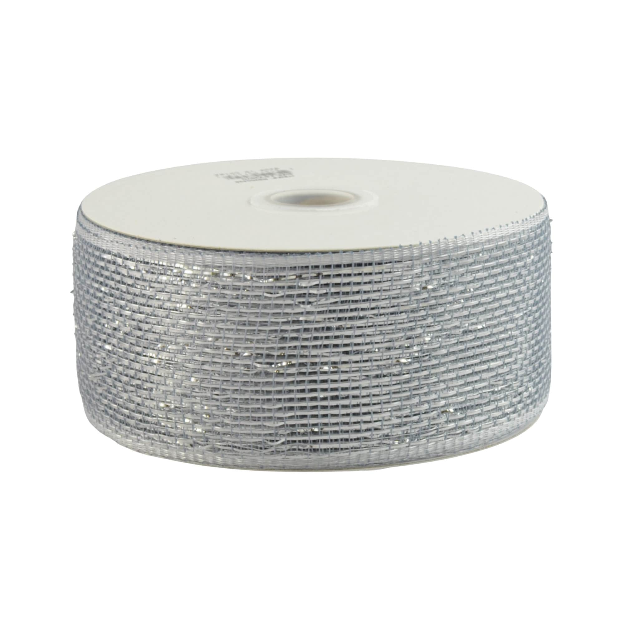 Poly Deco Mesh Silver Metallic Ribbon Etsy Canada