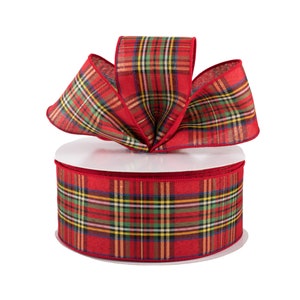 #100 Plaid Red Green Wired Ribbon (10 Yards)