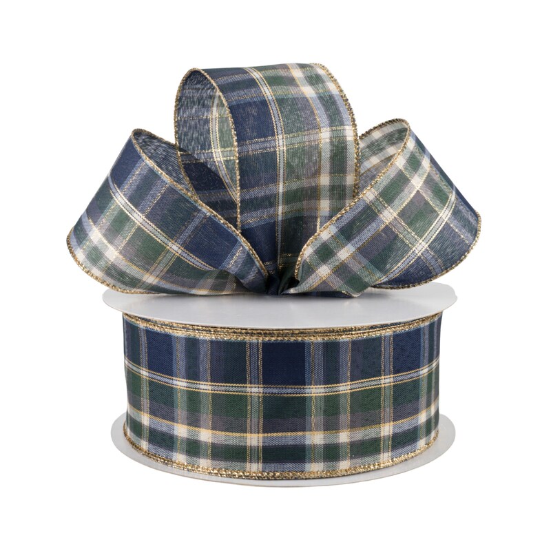 Striped Wired Ribbon - 2.5 Inch X 10 Yards Red Navy Blue