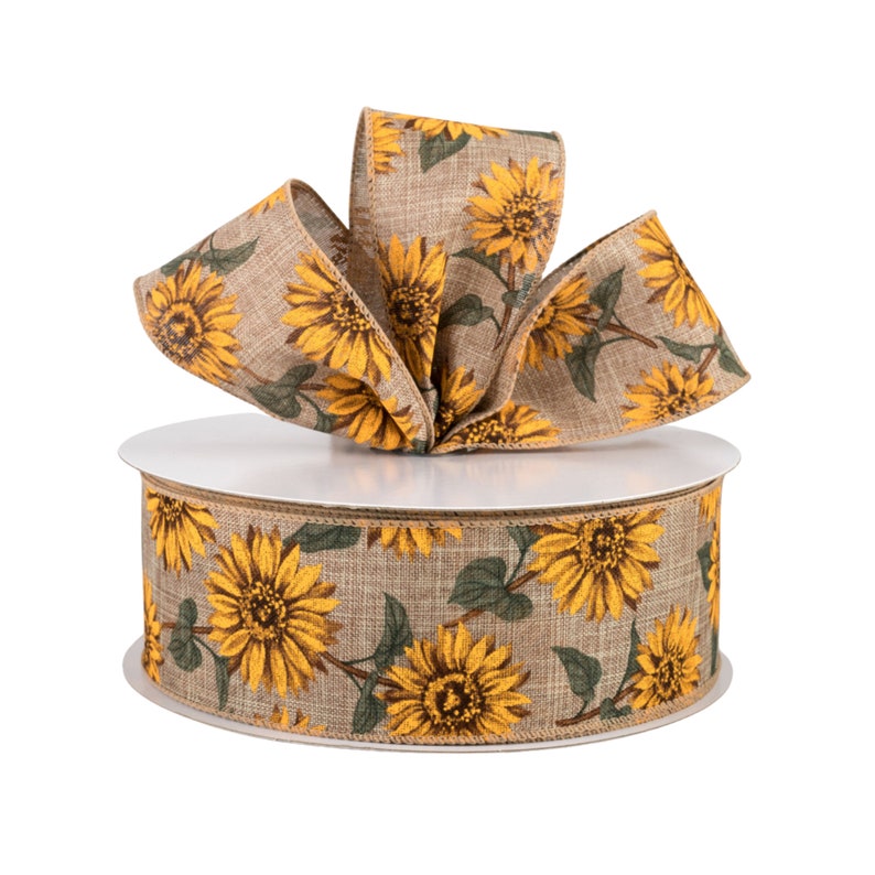Sunflower Burlap Wired Ribbon Etsy