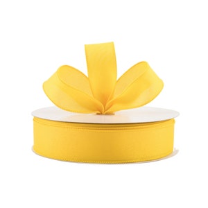 Yellow Canvas Faux Burlap 1.5&quot; Wired Ribbon