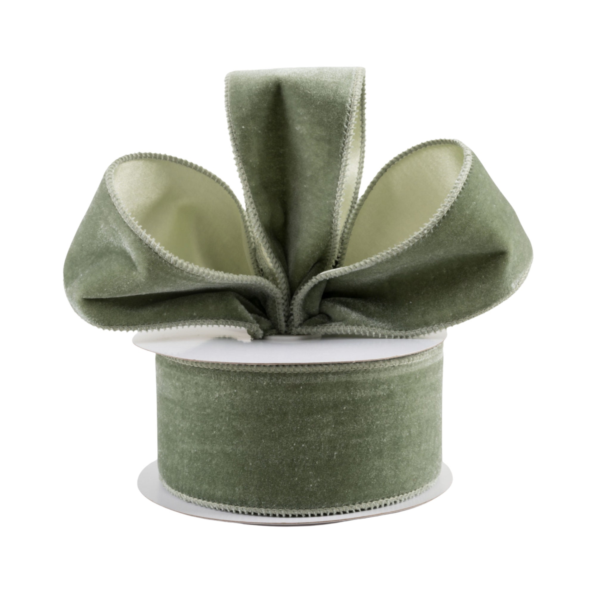 Ribbli Moss Green Velvet Wired Ribbon With Dupioni 2.5 Inch Christmas Ribbon For Gift Wrapping Christmas Tree Decoration Crafts Wreaths Supplies-Continuous 10 Yards