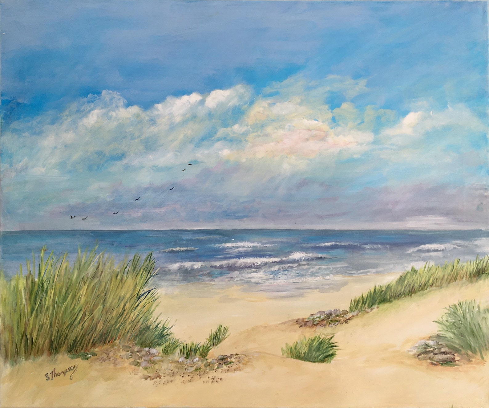 Original oil painting Evening Beach 20 by 24 inches by Etsy