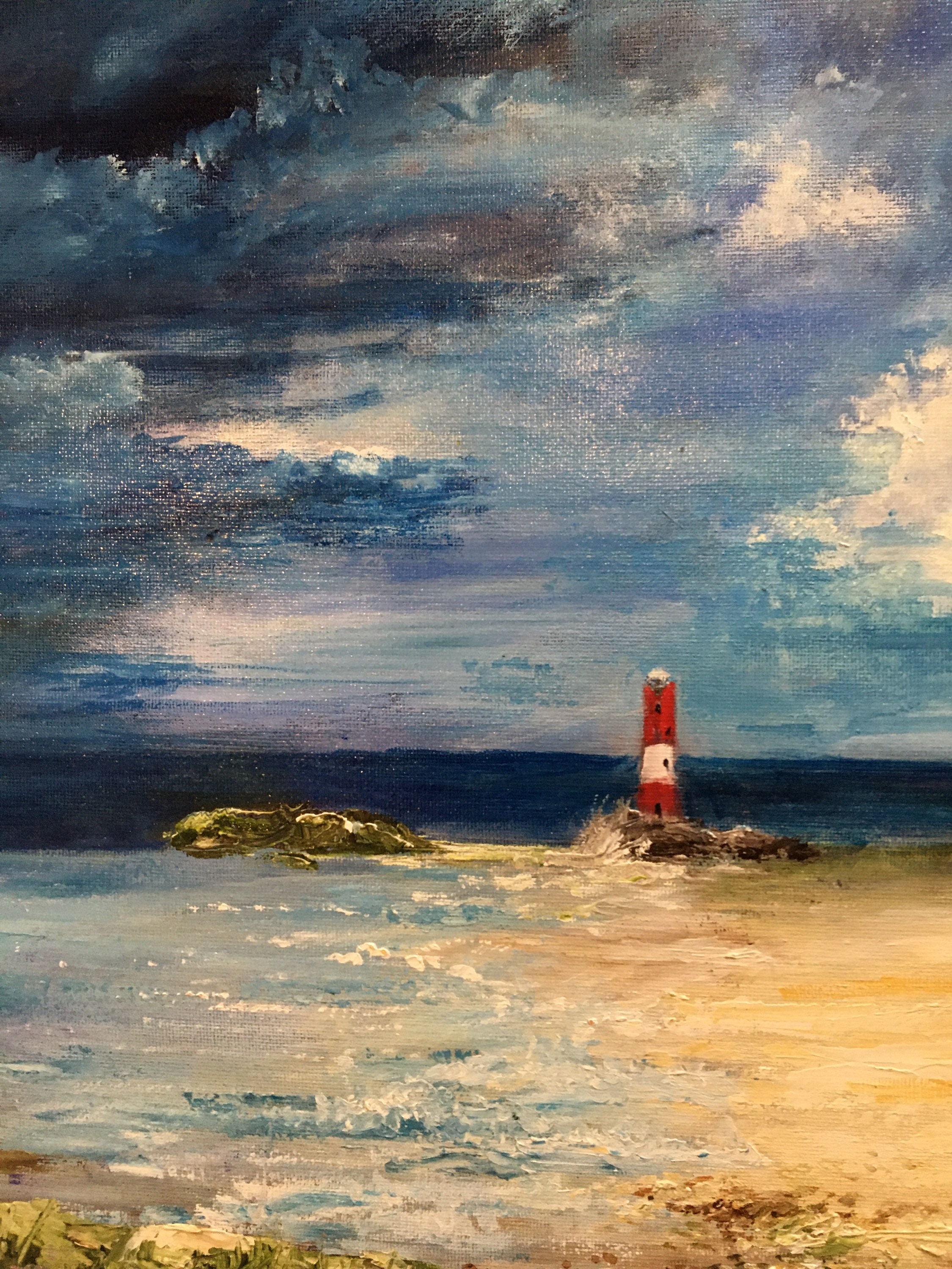 Storm & Lighthouse original Oil Painting 16 by 20 Inches by Etsy UK