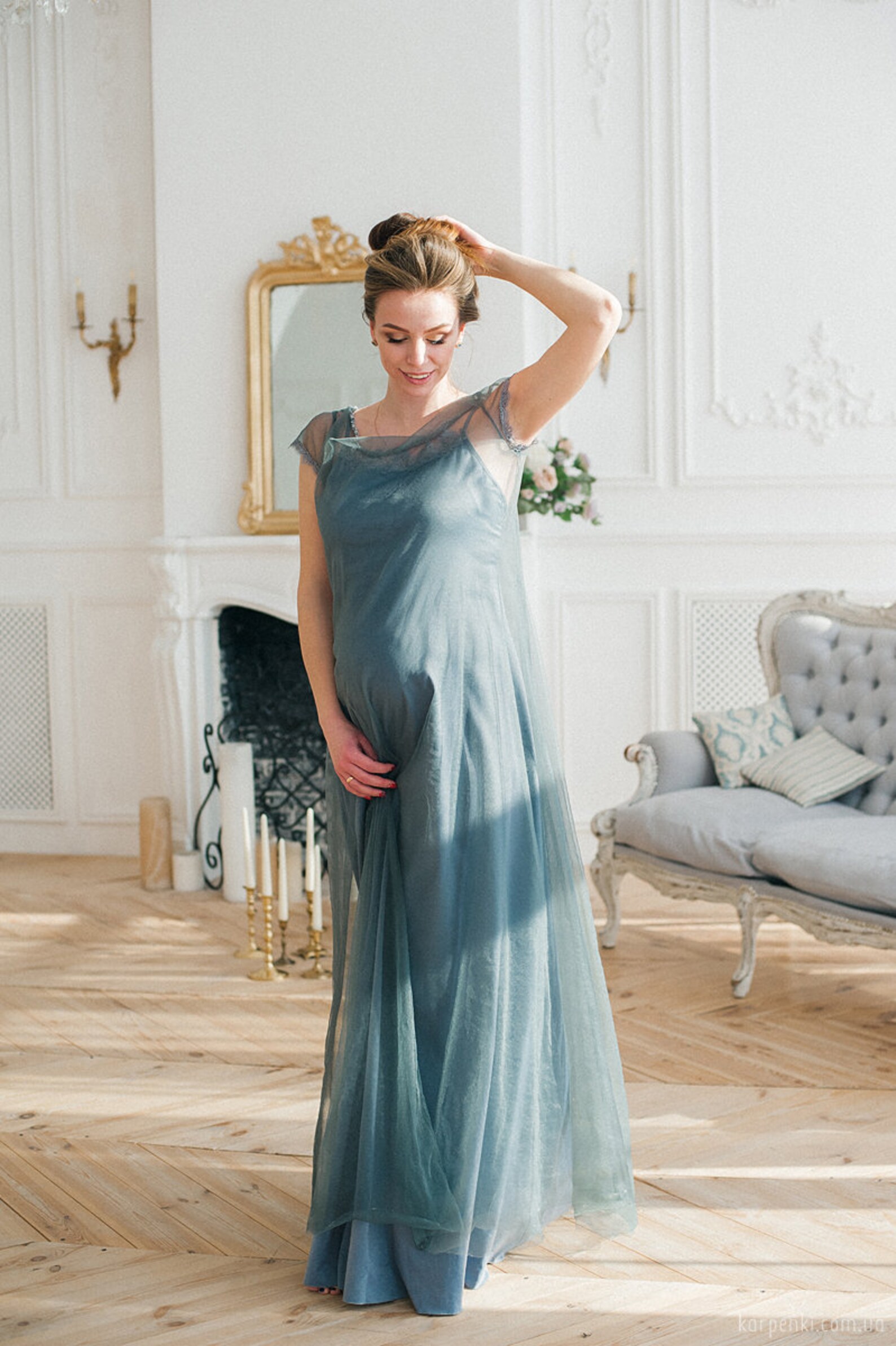 Keilholz grau Mutterschaft Kleid Boho Hochzeit langes Kleid | Etsy