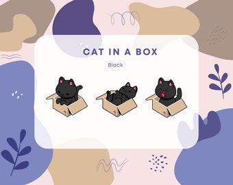 Black Cat in a Box Twitch & Discord Emotes