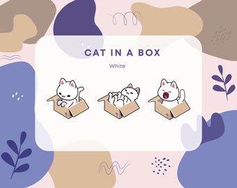White Cat in a Box Twitch & Discord Emotes