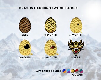 Gold Yellow Dragon Hatching Twitch Badges