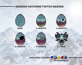 Pink Blue Dragon Hatching Twitch Badges