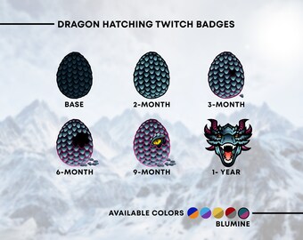 Blue Purple Dragon Hatching Twitch Badges