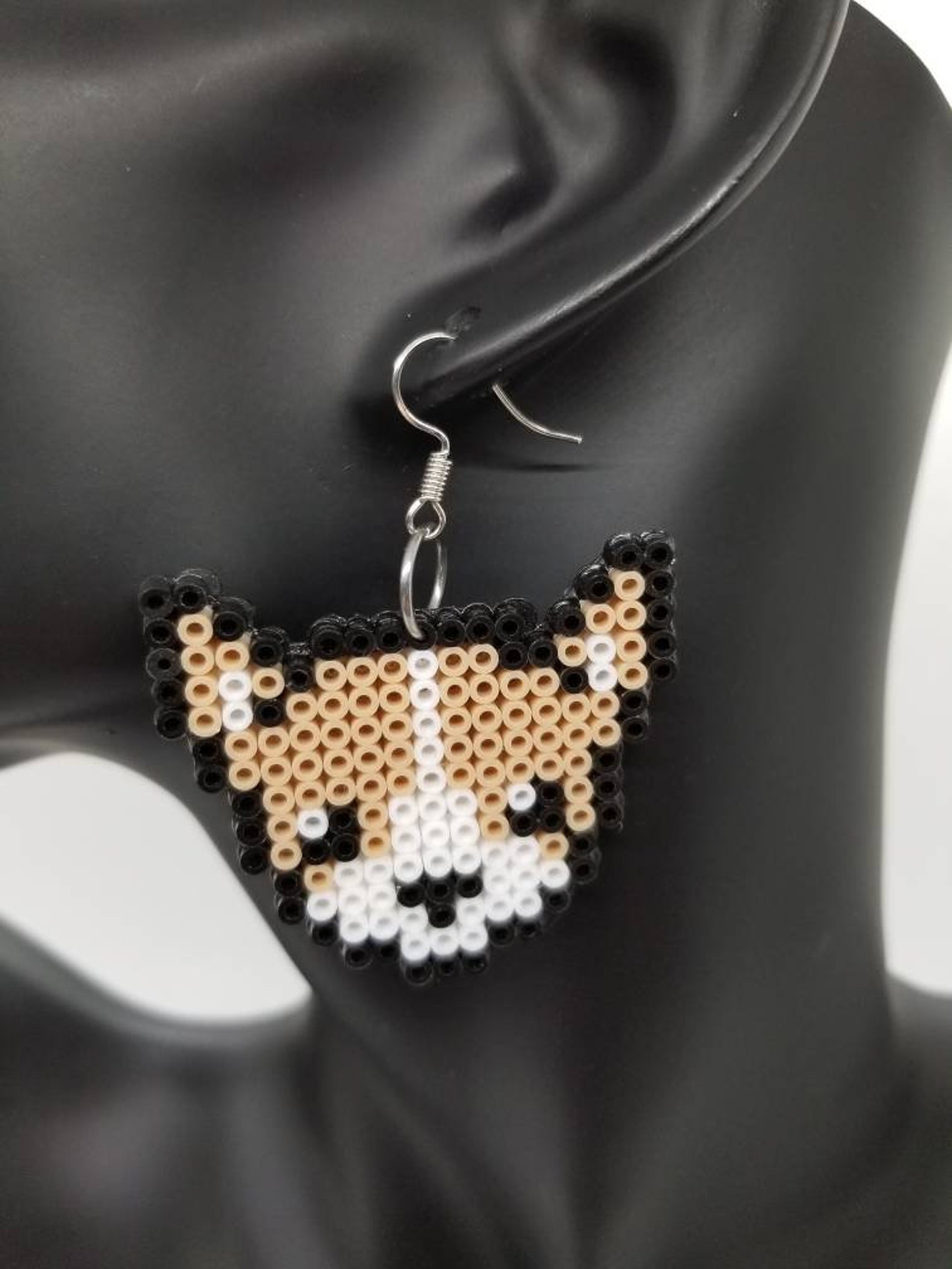 Chihuahua earrings perler bead earrings hema beads pixel Etsy