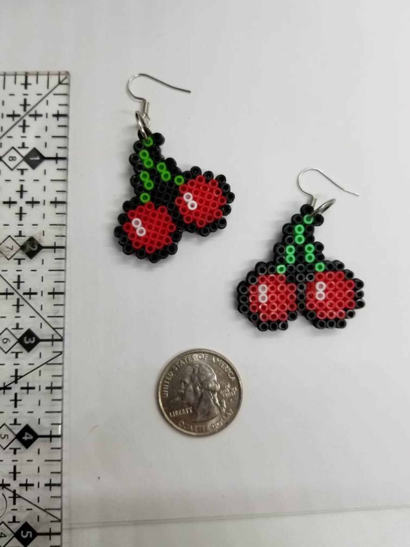Cherry Earrings Perler Bead Hema Beads Pixel Art Etsy