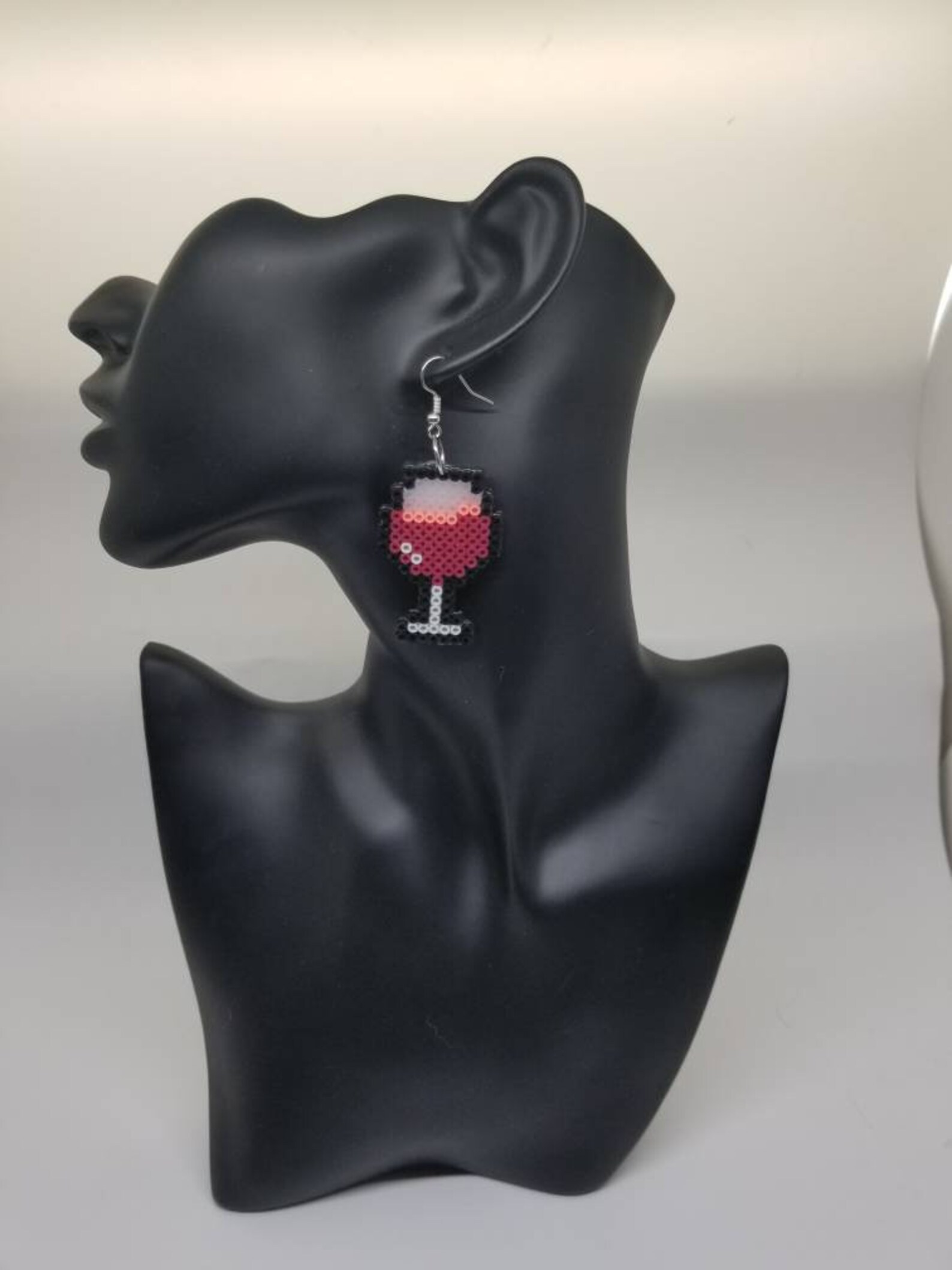 Wine glass perler beads pixel art 8 bit art geeky jewelry Etsy