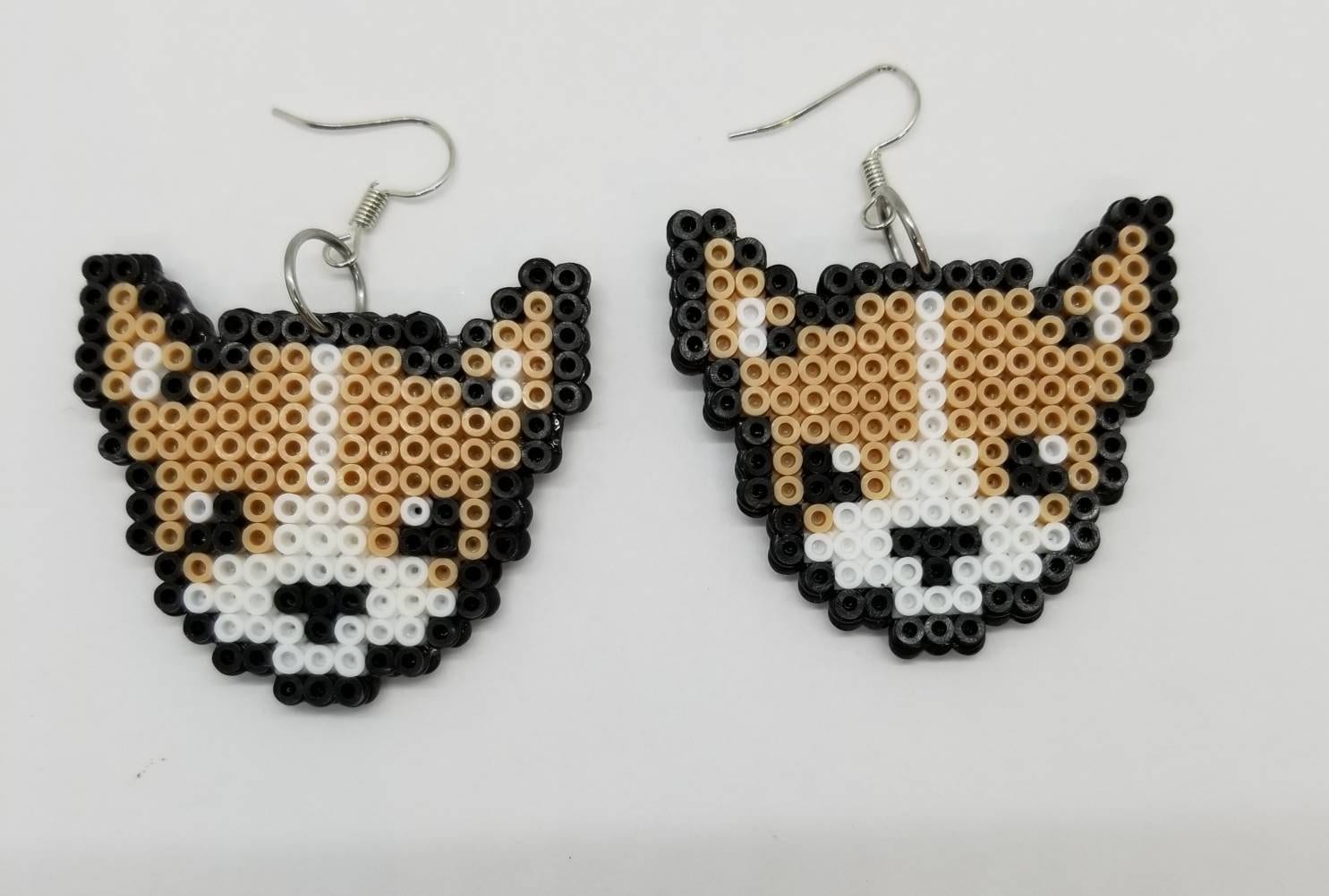 Chihuahua earrings perler bead earrings hema beads pixel Etsy