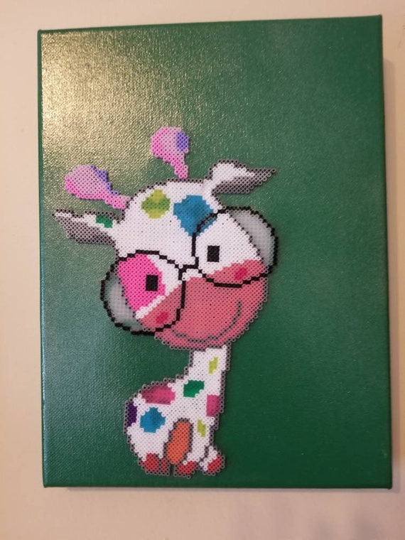 Giraffe Perler Bead Painting Giraffe Painting Perler Beads Etsy