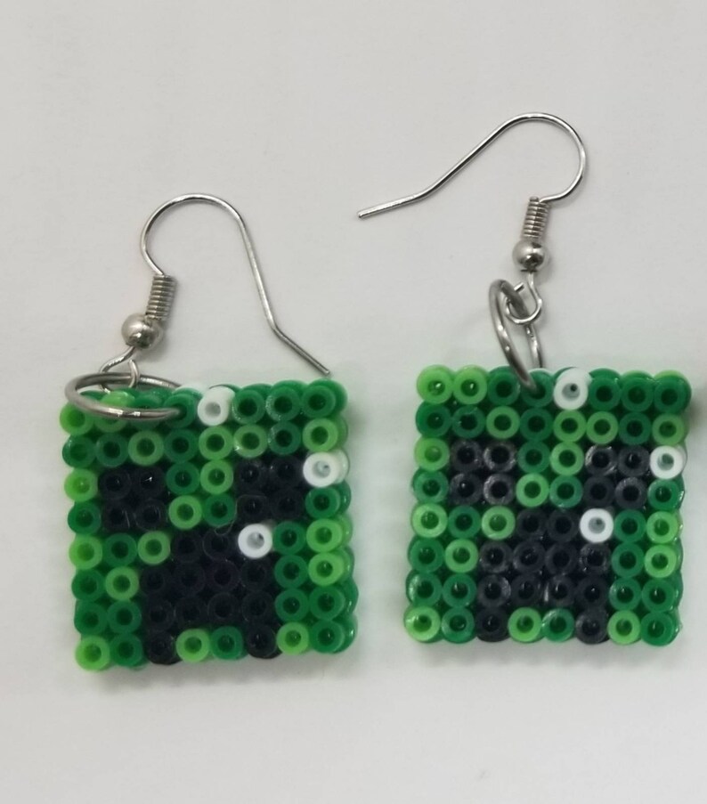 Minecraft earrings geeky jewelry gamer girl perler beads Etsy
