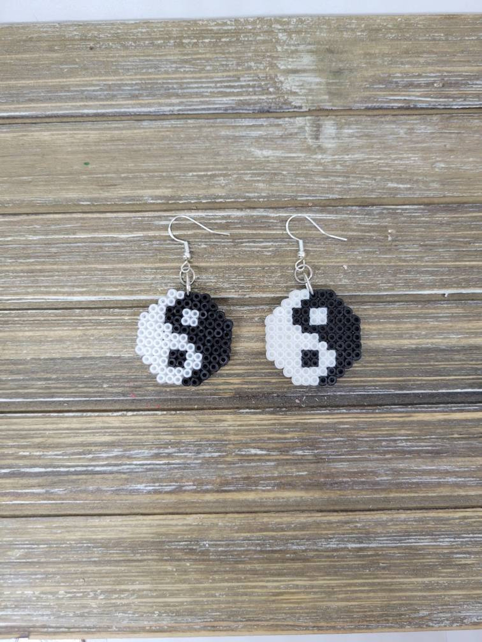 Ying and Yang Earrings Perler Bead Earrings 8 Bit Jewelry Etsy