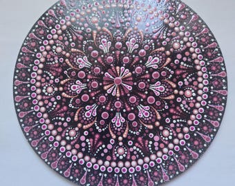 Wall art || pink mandala || 8 inch round.