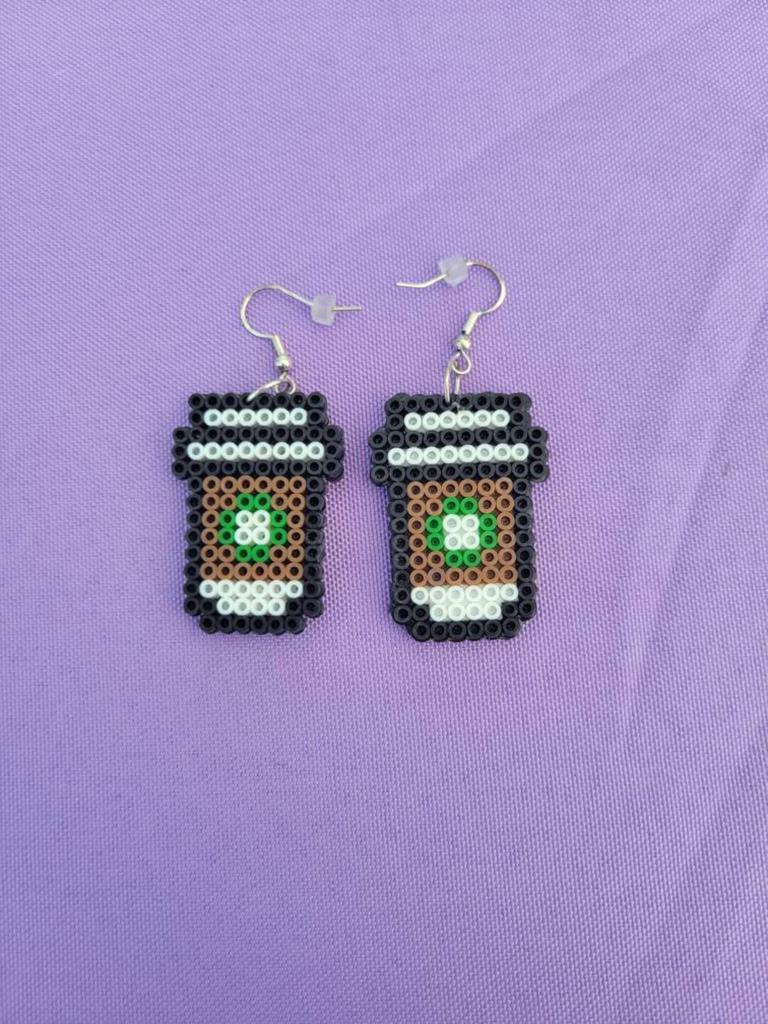 Coffee Earrings, Perler Bead Earrings, Fuse Bead Earrings Etsy