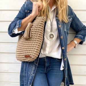 Häkeltasche Damen, Häkelhandtasche, beige sand Häkeltasche, Happyschick Häkeltasche, Sommer Taschen, Damen Taschen, Handgemachte Tasche