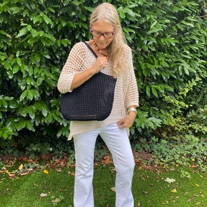 crochet net bag, black shopper net bag, big beach net bag, black crochet bag, summer crochet bag, boho chic bag, crochet macrame bag