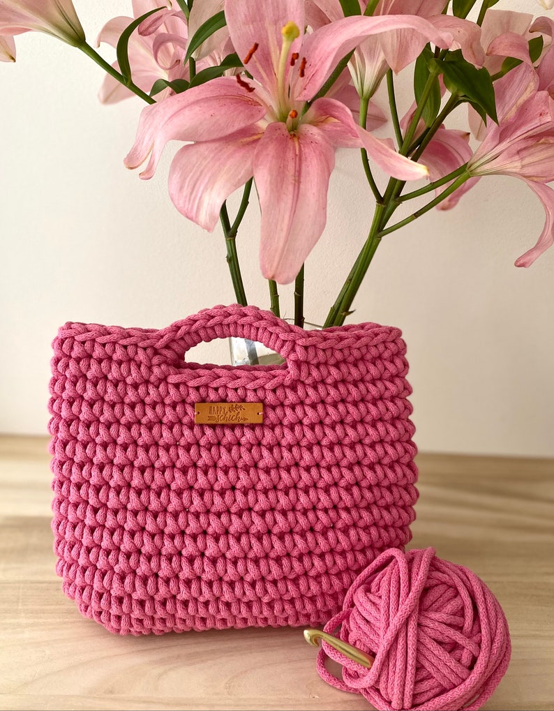 Handtasche Clutch gehäkelt, kleine Handtasche, pink kleine Häkelhandtasche, Sommer Handtasche, Skandinavischer Stil Handtasche, für sie Bild 6