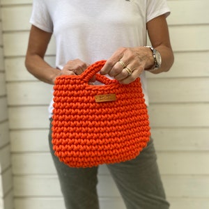 Kleine Häkelhandtasche, orange Häkeltasche, Clutch gehäkelt, Sommer Tasche, Clutch Handtasche, Häkeltasche Skandinavisher Stil, Für Damen Bild 6