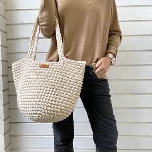 XL Shopper bag, Crochet handbag, Shoulder bag, Market crochet bag, Summer beach bag, golden natural bag, big crochet bag, Scandinavian bag,