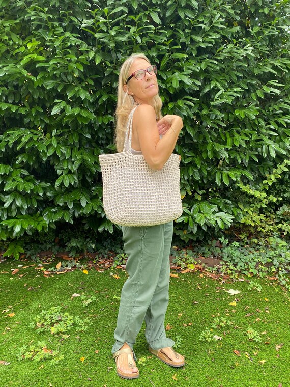 Borsa a rete all'uncinetto, borsa della spesa, borsa all'uncinetto