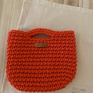 Kleine Häkelhandtasche, orange Häkeltasche, Clutch gehäkelt, Sommer Tasche, Clutch Handtasche, Häkeltasche Skandinavisher Stil, Für Damen Bild 5