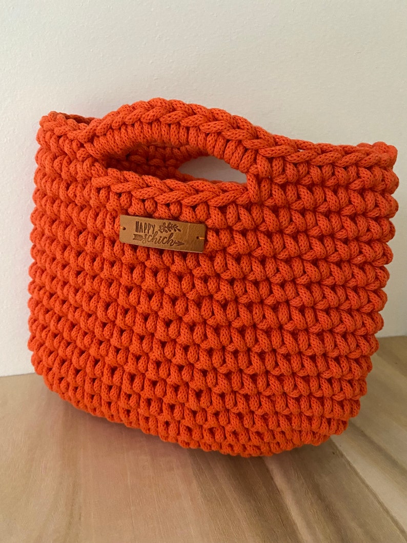 Kleine Häkelhandtasche, orange Häkeltasche, Clutch gehäkelt, Sommer Tasche, Clutch Handtasche, Häkeltasche Skandinavisher Stil, Für Damen Bild 4