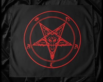 Red and Black Satanic Ritual Tapestry Satanic Witchcraft