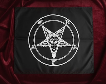 White on Black Ritual Tapestry Satanic Witchcraft