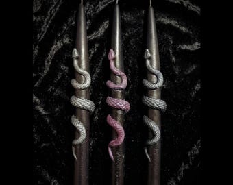 Midnight Serpent Taper Candle - Satanic Witchcraft Occult & Magic