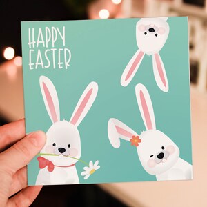 Tarjeta de Pascua con conejitos, mascotas, para niños, niñas y nietos (tamaño A6/A5/A4/cuadrado 6x6")