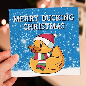 Tarjeta navideña divertida con autocorrección y pato jodido para amigos y colegas (tamaño A6/A5/A4/cuadrado 6x6").