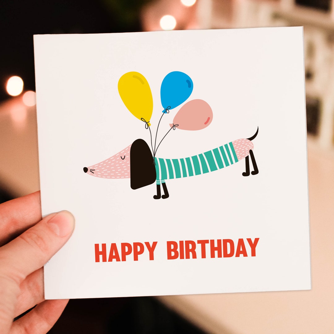 Dog and Balloons Happy Birthday Card for Dog Lover Pet Owner - Etsy