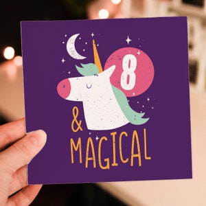 Carte d'anniversaire pour enfants, enfant, garçon, fille, enfants de tout âge : licorne magique - 1er, 2e, 3e, 4e, 5e, 6e, 7e (taille A6/A5/A4/carré 6 x 6 pouces)