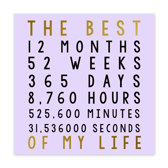 Best One Year 12 Months 365 Days 8760 Hours Etsy India