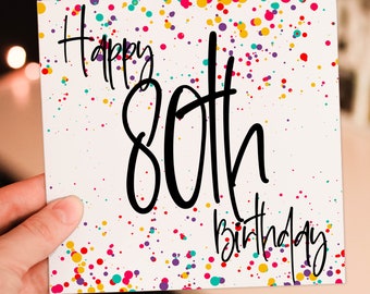 Personalised any age birthday confetti-style card: 16th, 18th, 21st, 30th, 40th, 50th, 60th, 70th, 80th, 90th (Size A6/A5/A4/Square 6x6")