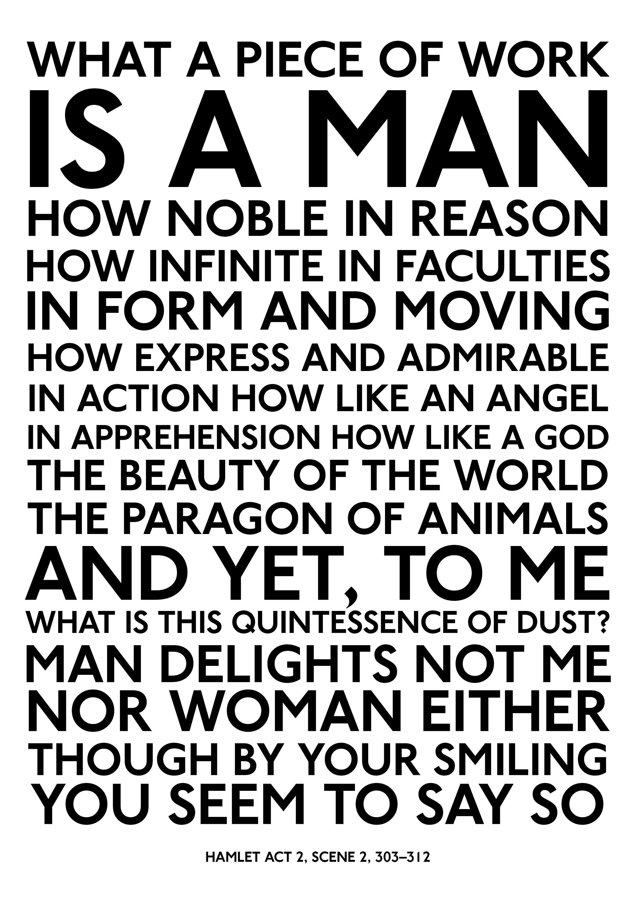 Shakespeare Hamlet What a piece of work is a man black and Etsy