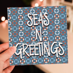 Seas 'n' Greetings mer, bateau, bateau de croisière, Noël, carte de voeux pour les fêtes de fin d'année (taille A6/A5/A4/carré 6 x 6 po.)