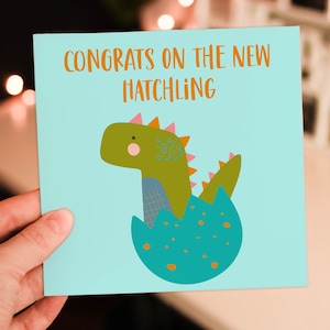 Félicitations pour le nouveau bébé dinosaure mignon, le nouveau bébé dinosaure, la fête prénatale, les nouveaux parents, le fils, la carte fille (taille A6/A5/A4/carré 6 x 6 pouces)
